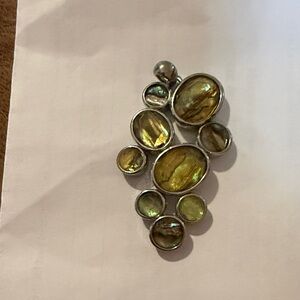 Lia Sophia Silver and Green Brooch